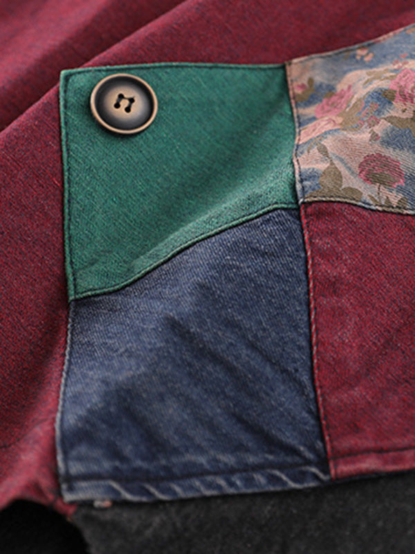 Artistic Retro Loose Denim Sleeveless Buttoned Contrast Color Hooded Vest Outerwear