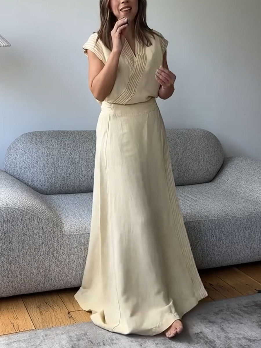 Light yellow casual two-piece set