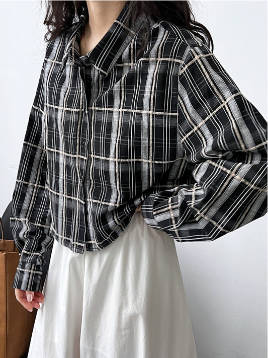 Classic Plaid Long Sleeve Blouse