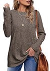 Fantaslook Long Sleeve Shirts for Women Crew Neck Casual Tunic Tops Lightweight Pullover