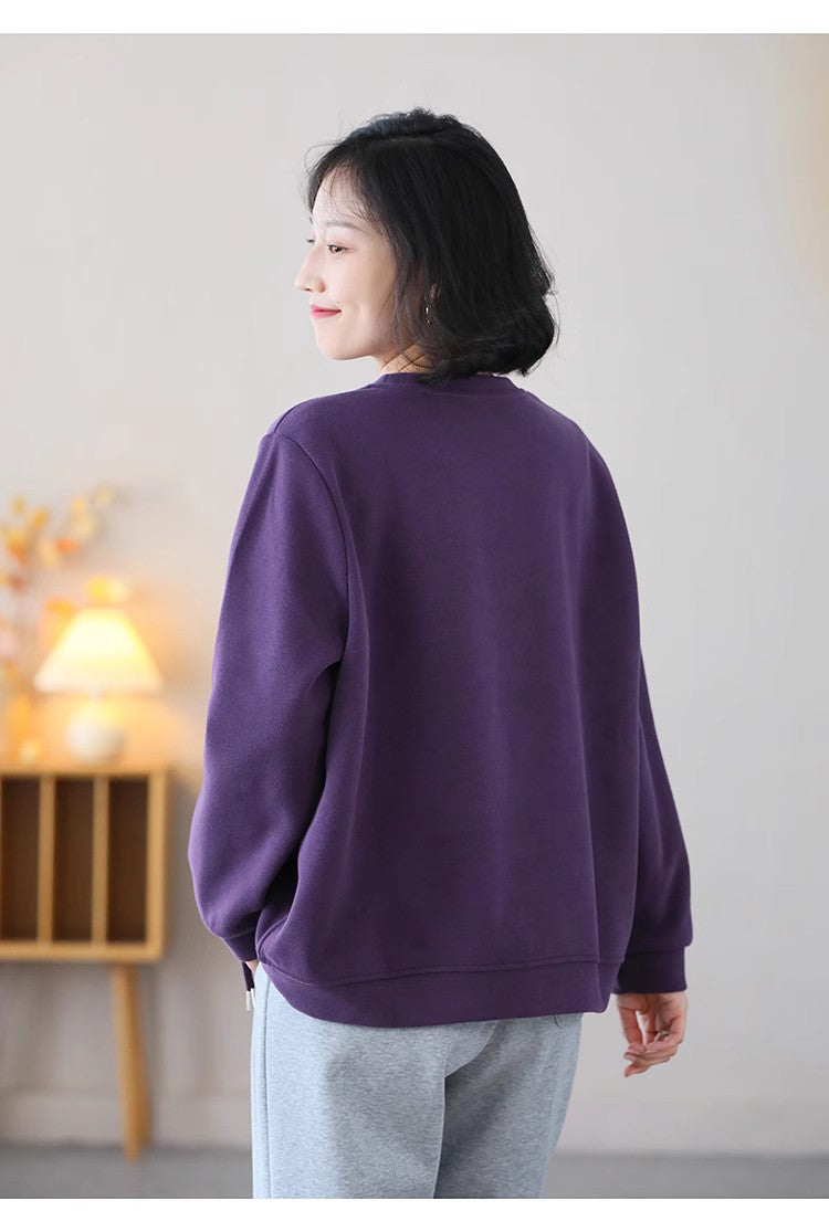 Casual Solid Color Splicing Long Sleeve Sweatshirt