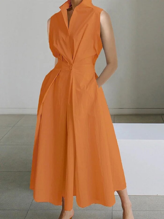 Casual Printed Sleeveless Midi Dress