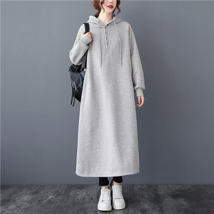 Casual Thickened Hooded Sweatshirt Dress