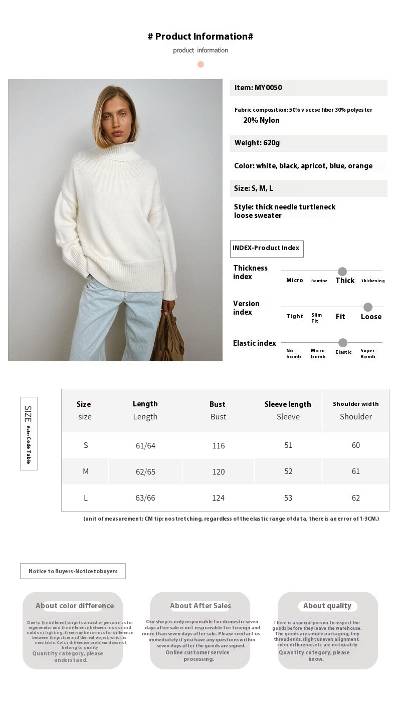 Mock neck sweater autumn and winter women's commuter solid color turtleneck knitting pullover top