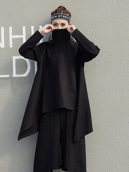 Irregular High Collar Long Sleeve Sweatshirt
