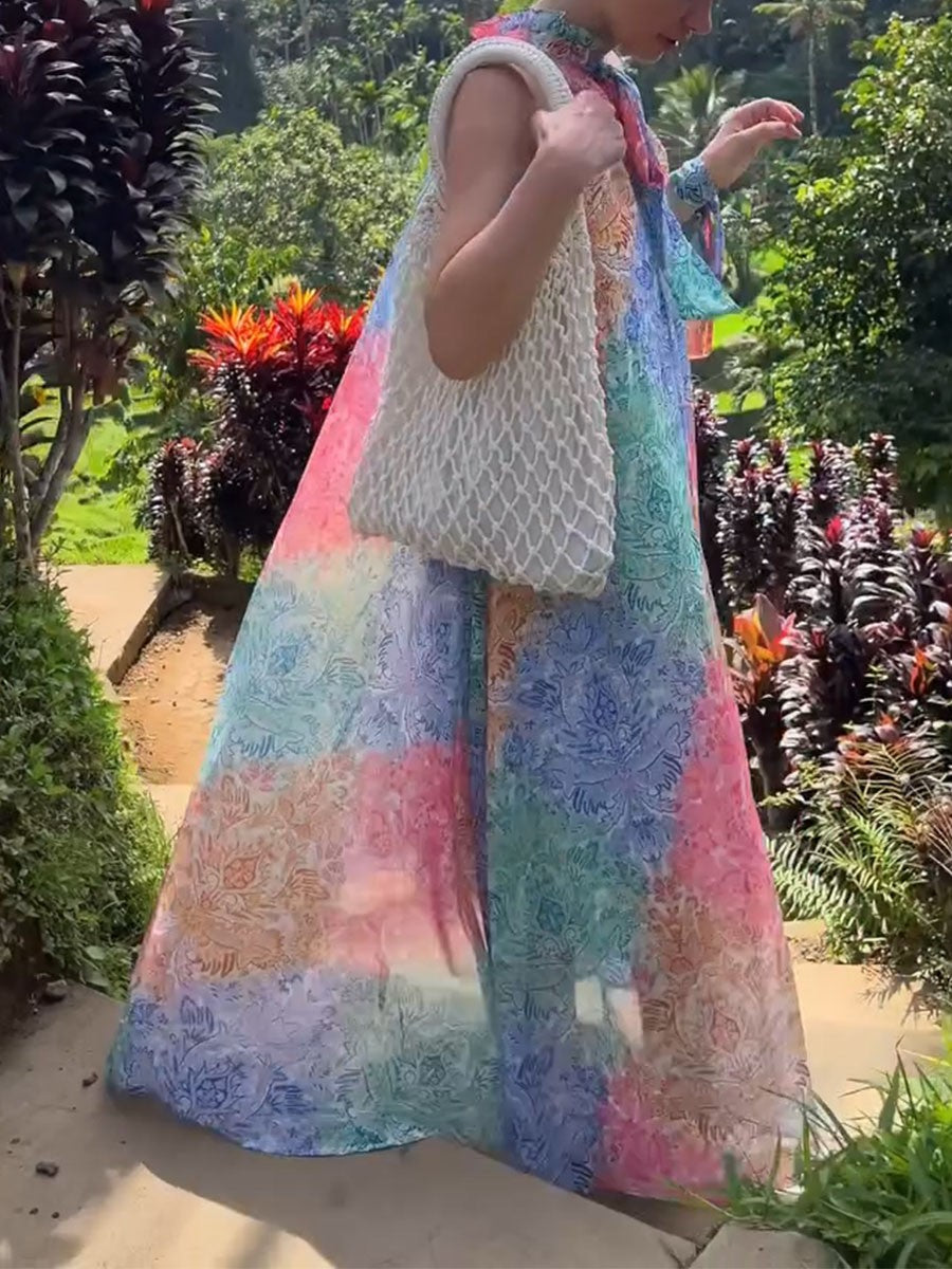 Summer vacation colorful printed dress