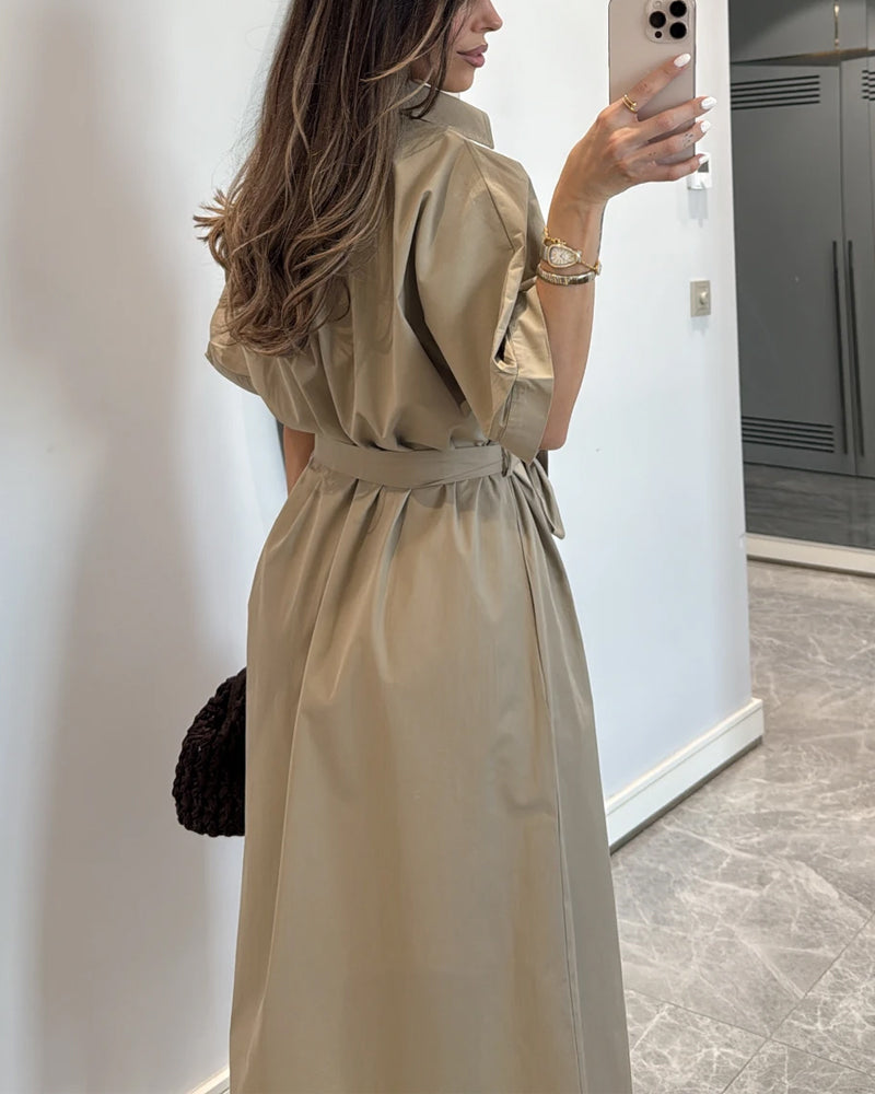 Casual Solid Lapel Dress