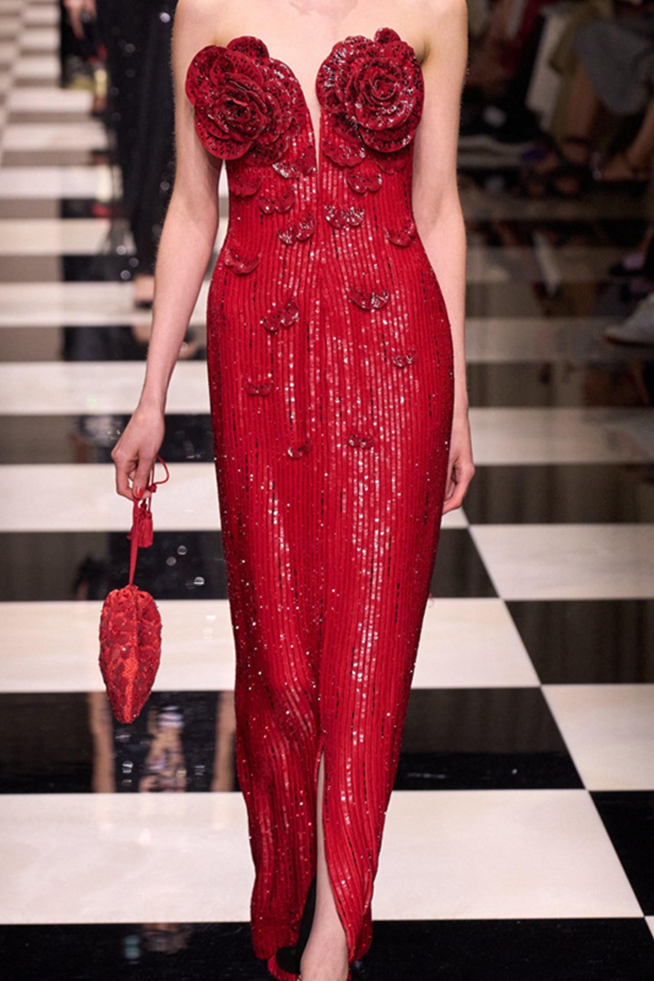 Harper Red Sequined Flower Maxi Dress