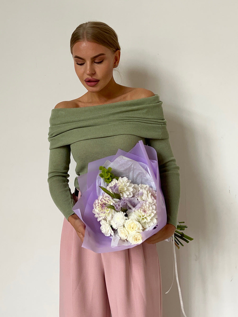 Simple Wool Knit Long Sleeve Blouse