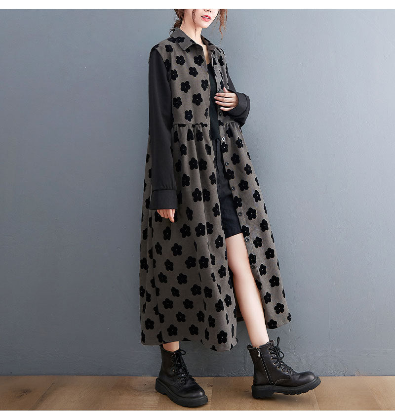 Vintage Polka Dot Print Midi Dress