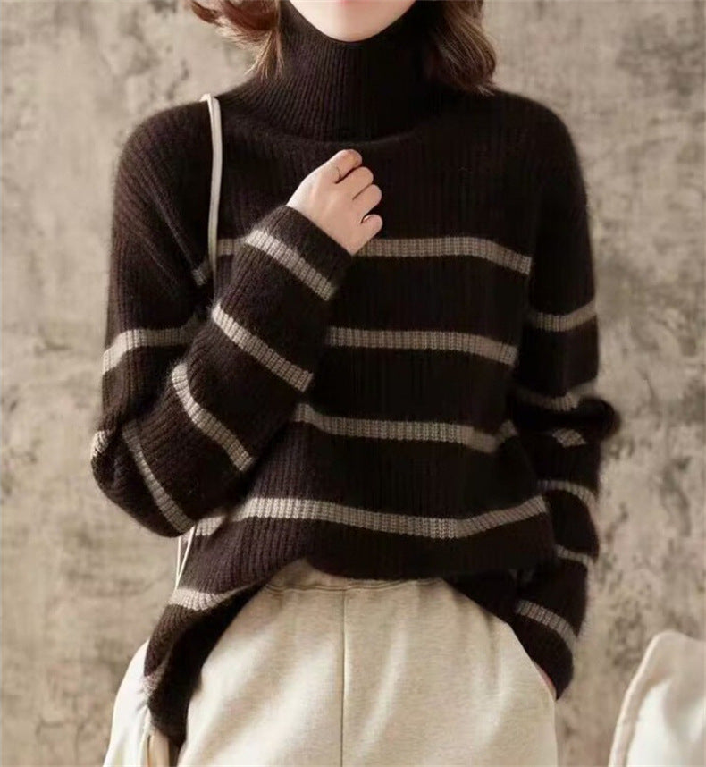 Vintage Striped Turtleneck Sweater