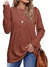 Fantaslook Long Sleeve Shirts for Women Crew Neck Casual Tunic Tops Lightweight Pullover