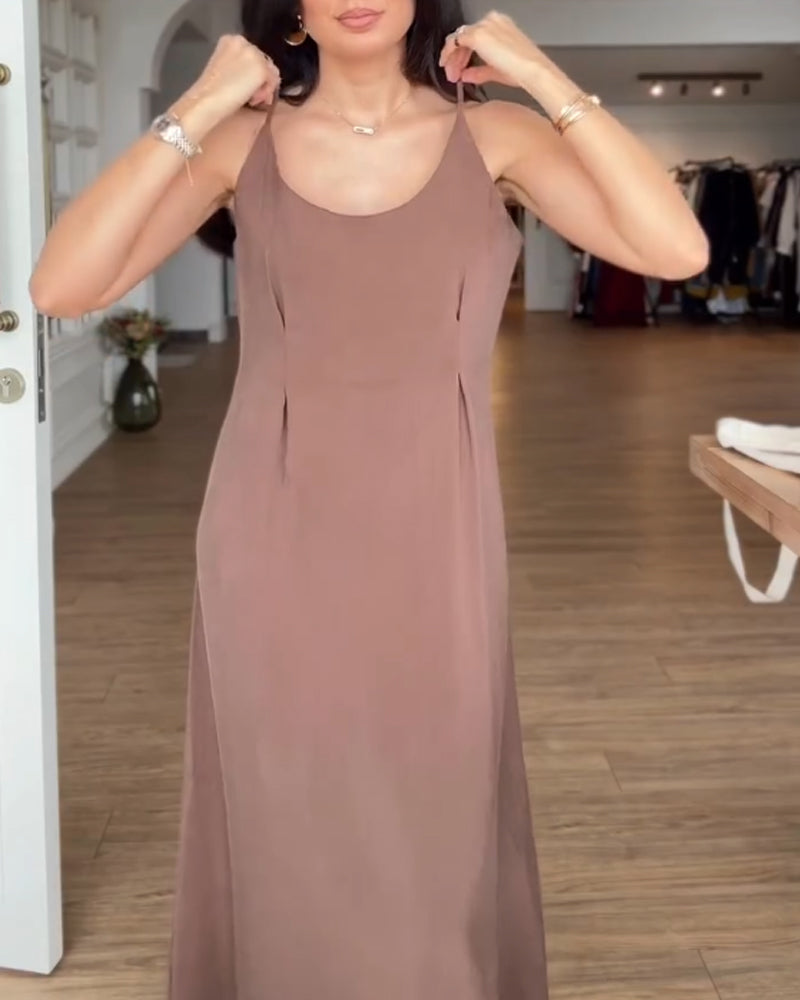 Casual Sling Dress & Shirt Two-Piece Set