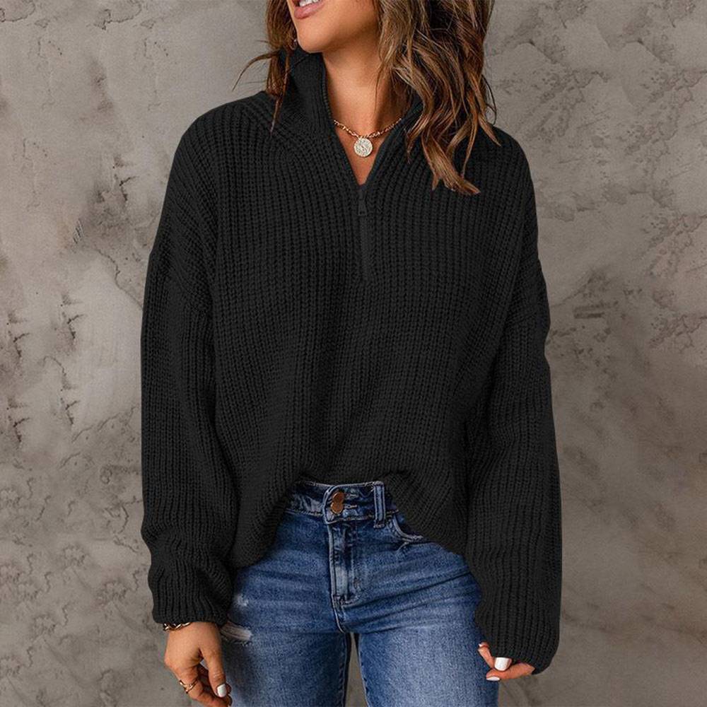 Zipper Turtleneck Women's Sweater