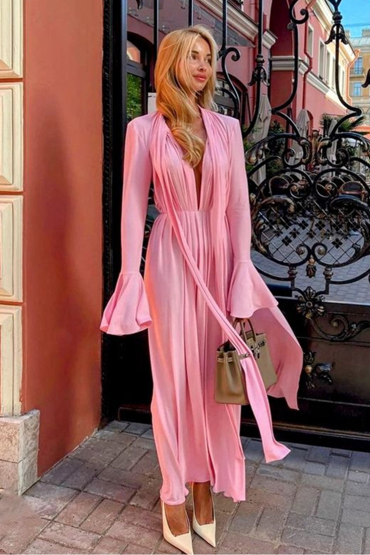 Brinley Flower Trim Maxi Dress