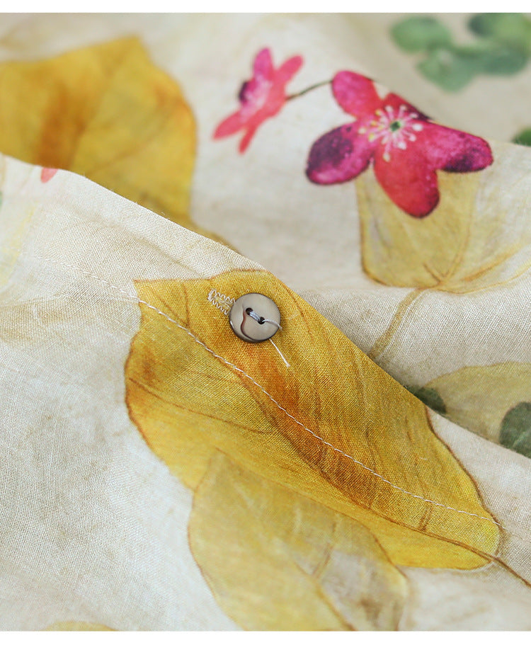 Colorful Cotton Linen Long Sleeve Shirt