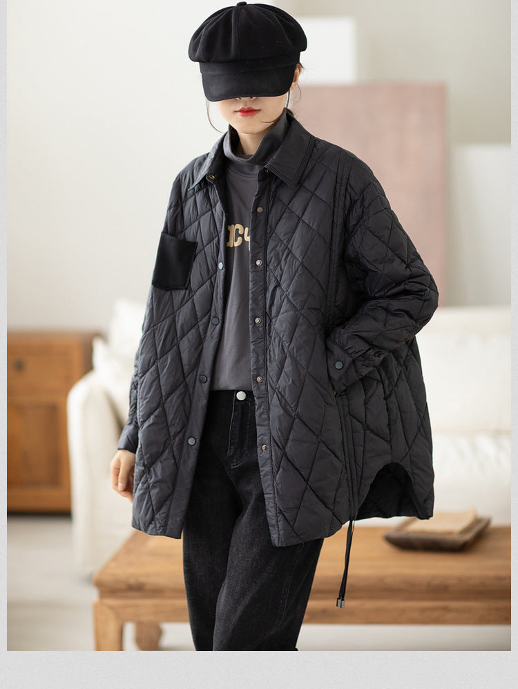 Casual Solid Color Lapel Down Jacket