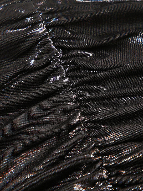 Skinny Sleeveless Backless Pleated Rhine Stones Tied Halter-Neck Vest Top