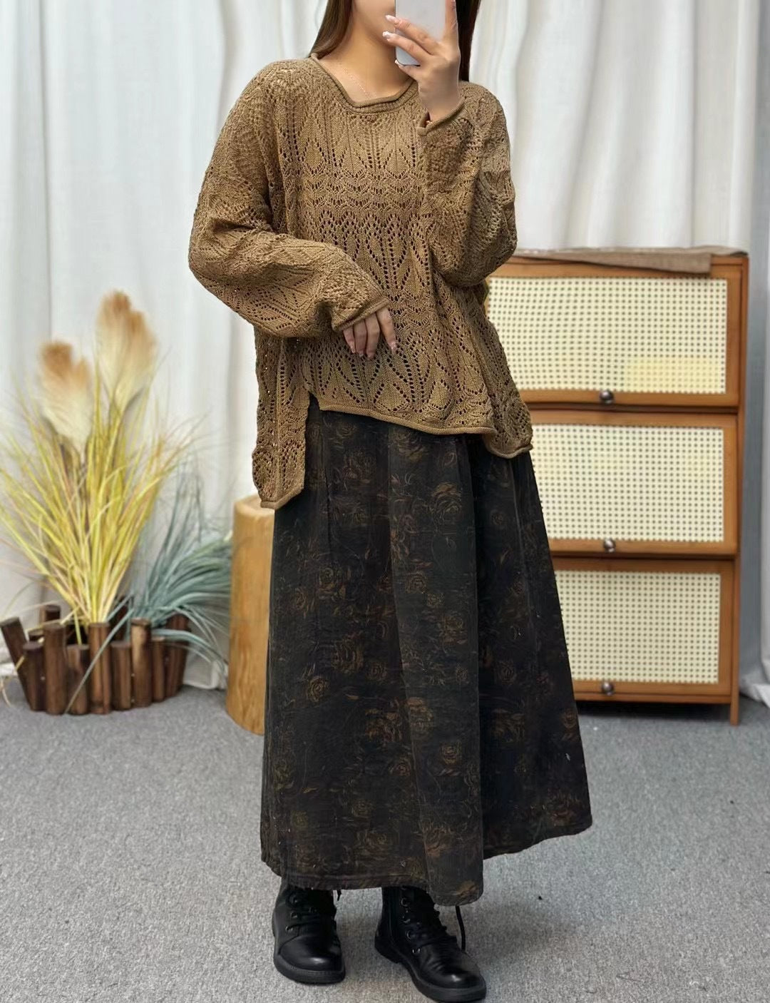 Vintage Loose Irregular Hollow Sweater