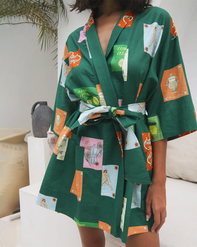 Vacation V-Neck Lace-Up Mini Dress