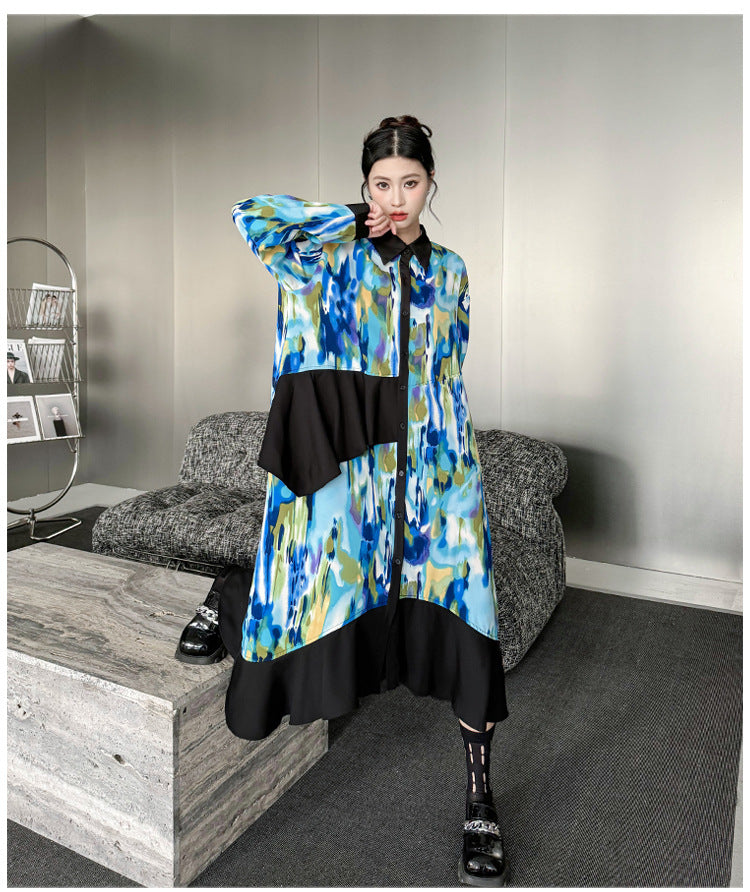 Personalized Printed Splicing Maxi Dress