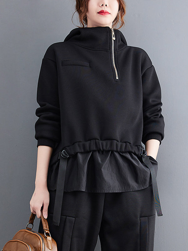 Special Splicing High Collar Sweatshirt