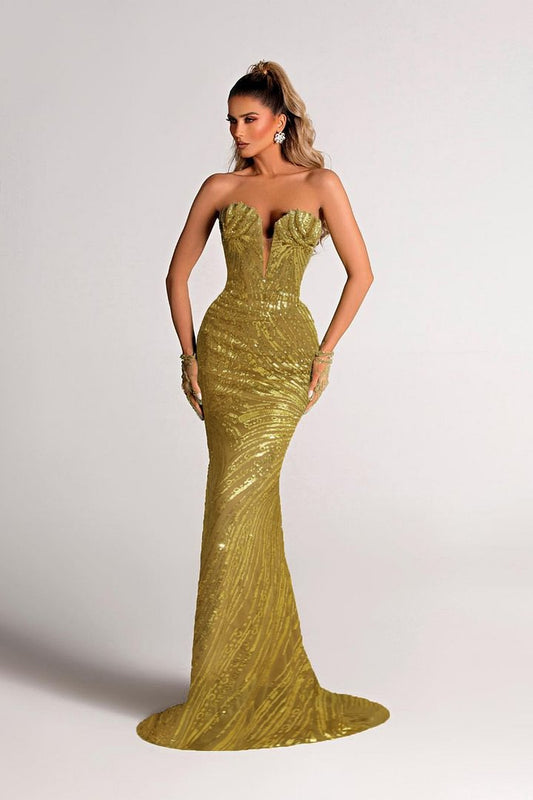 Taylor Sequined  Maxi Dress In Green