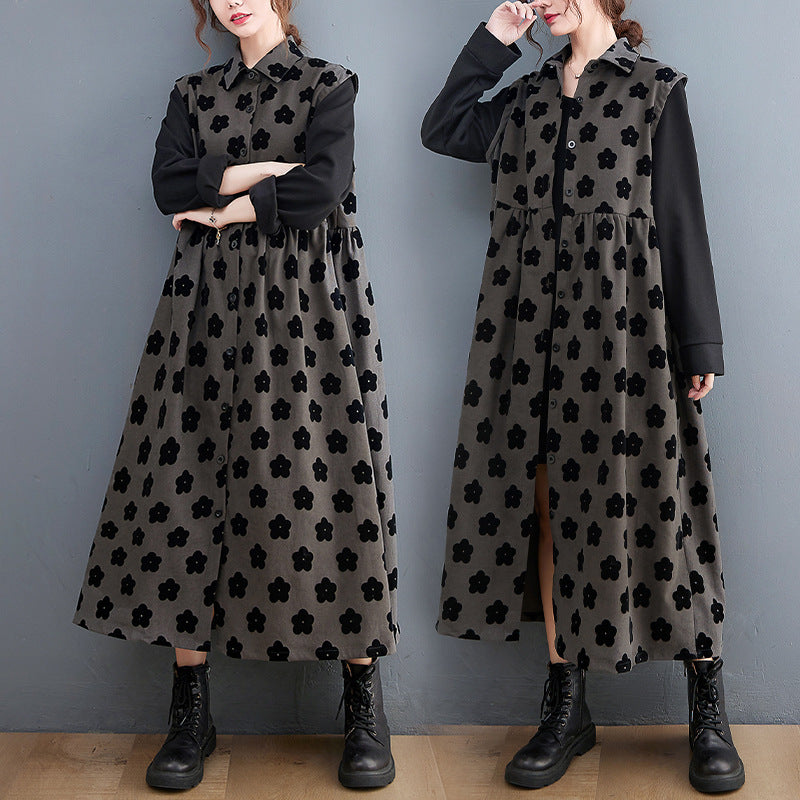 Vintage Polka Dot Print Midi Dress