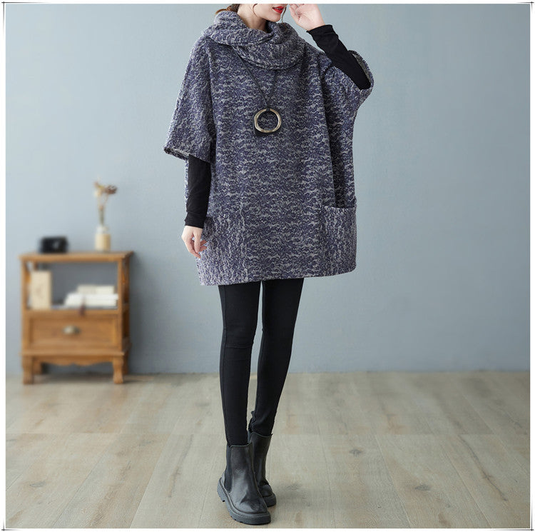 Loose Knitted Large Pocket Turtleneck Sweater