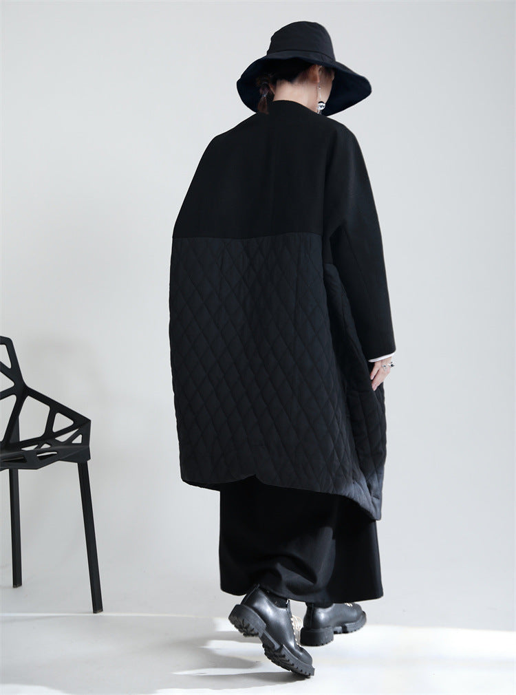 Niche Design Splicing V-Neck Cotton Coat