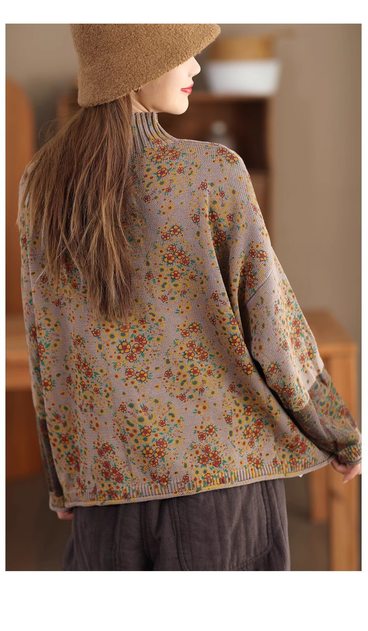 Vintage Cotton Thread Floral Knit Sweater