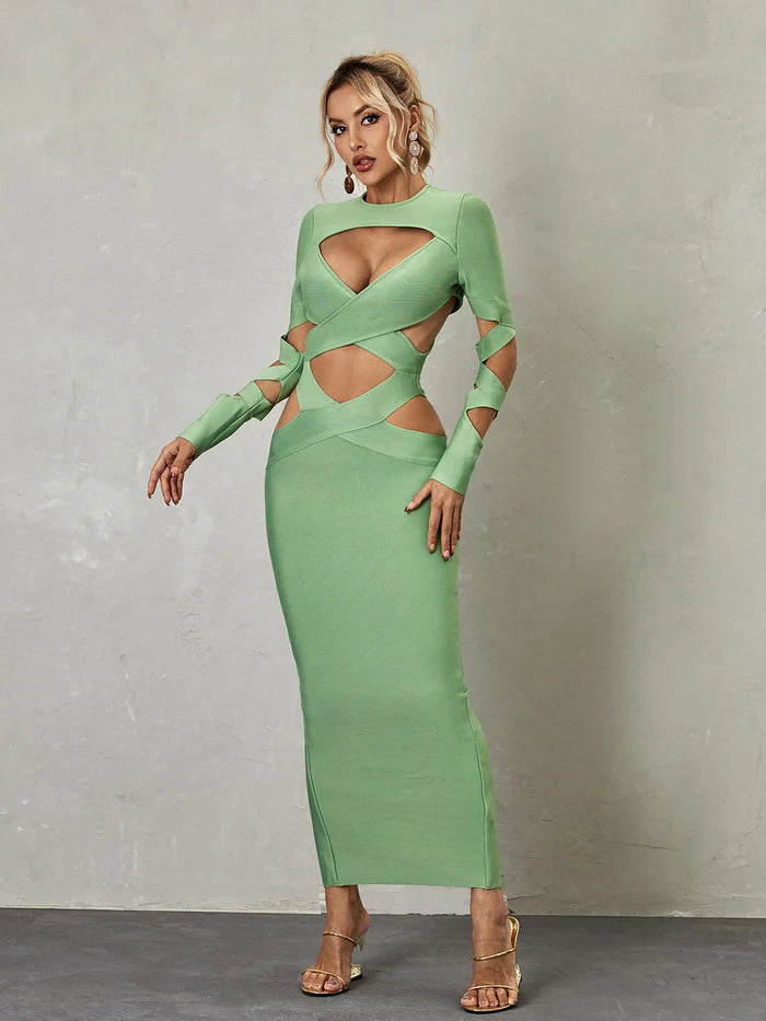 Long Sleeve Cutout Bandage Dress Women Sexy Dress