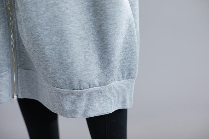 Casual Loose Solid Color Hooded Coat