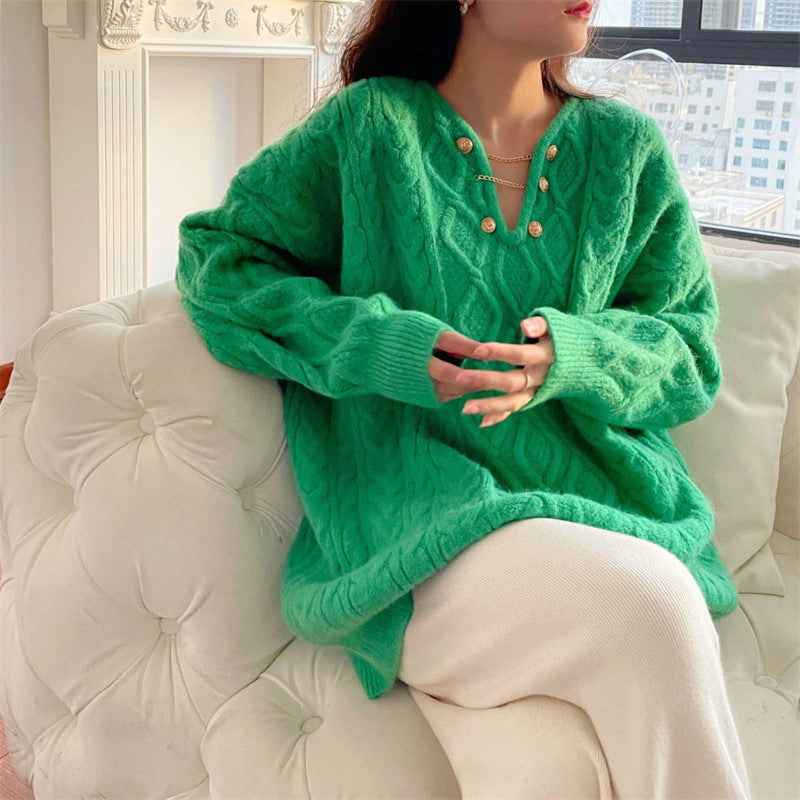 Barbie Pink Striped V-Neck Knit Sweater