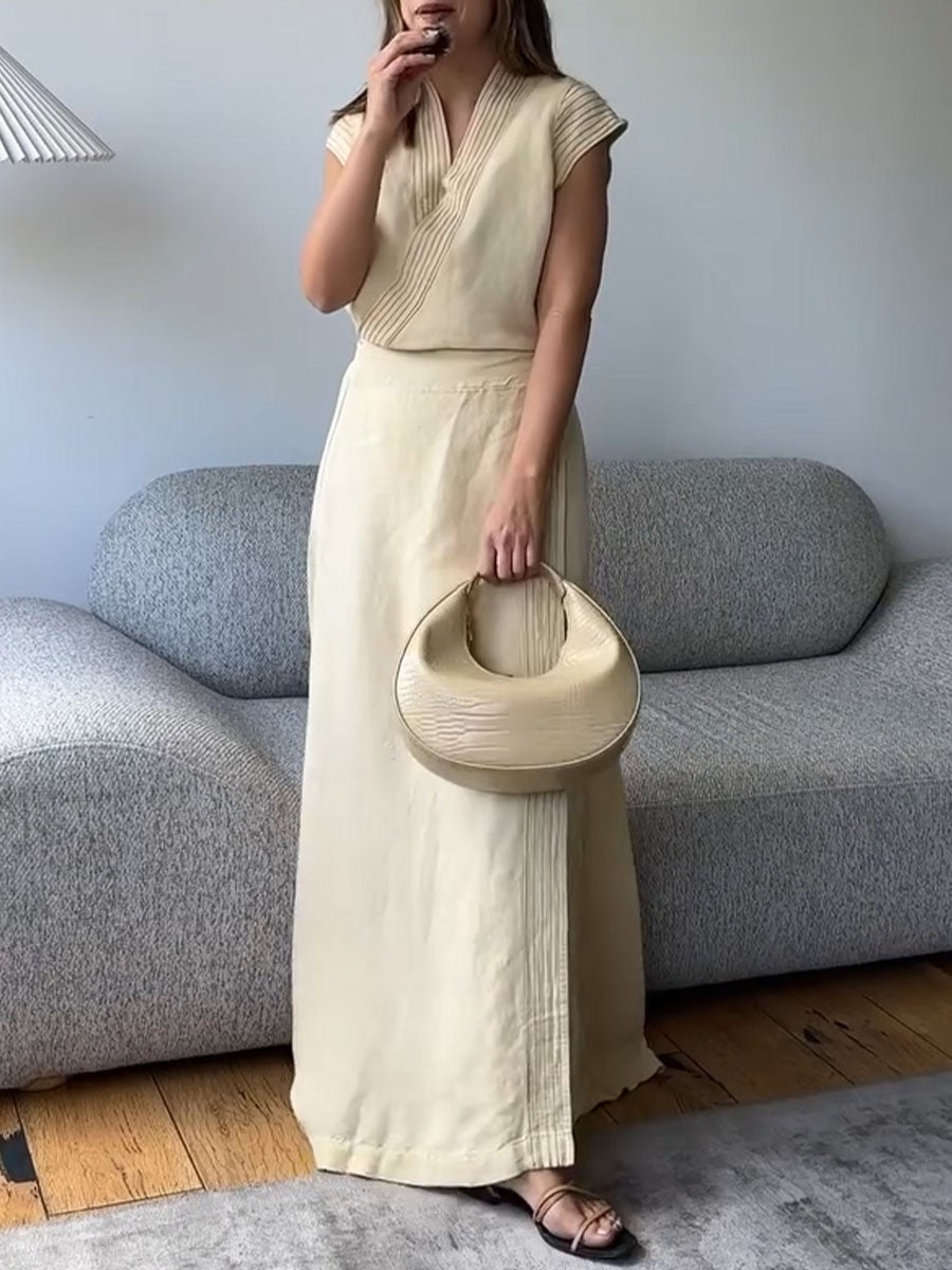 Light yellow casual two-piece set