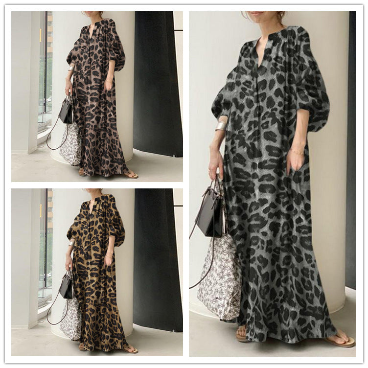 Loose Leopard Print Maxi Dress