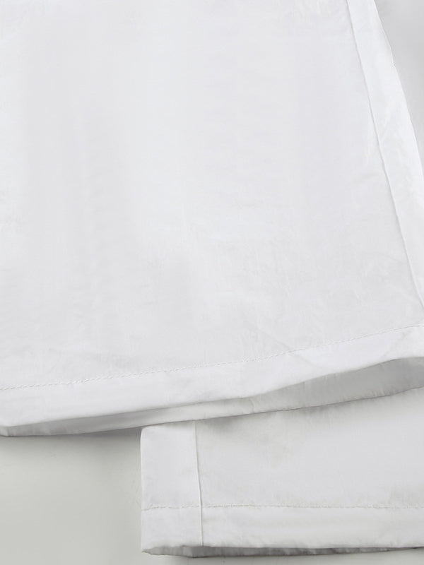 Loose Wide Leg Drawstring Pockets Solid Color Pants Trousers