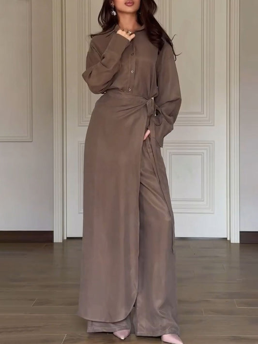 Casual shirt + skirt pants two-piece set