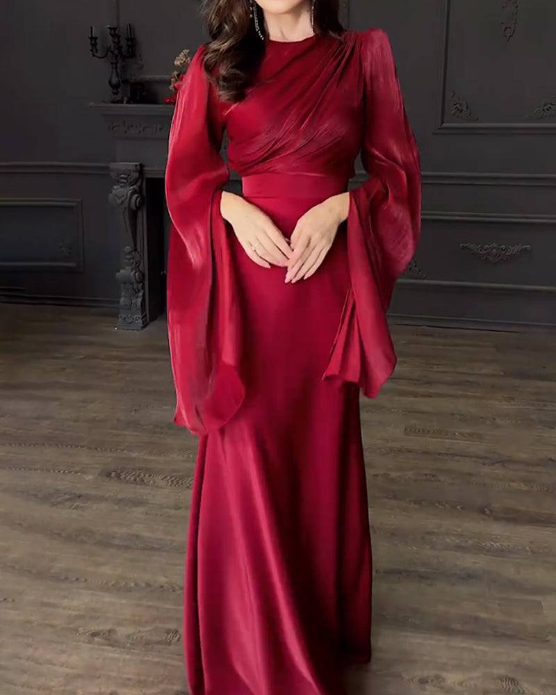 Elegant Split Sleeve Top & Skirt Two-Piece Set