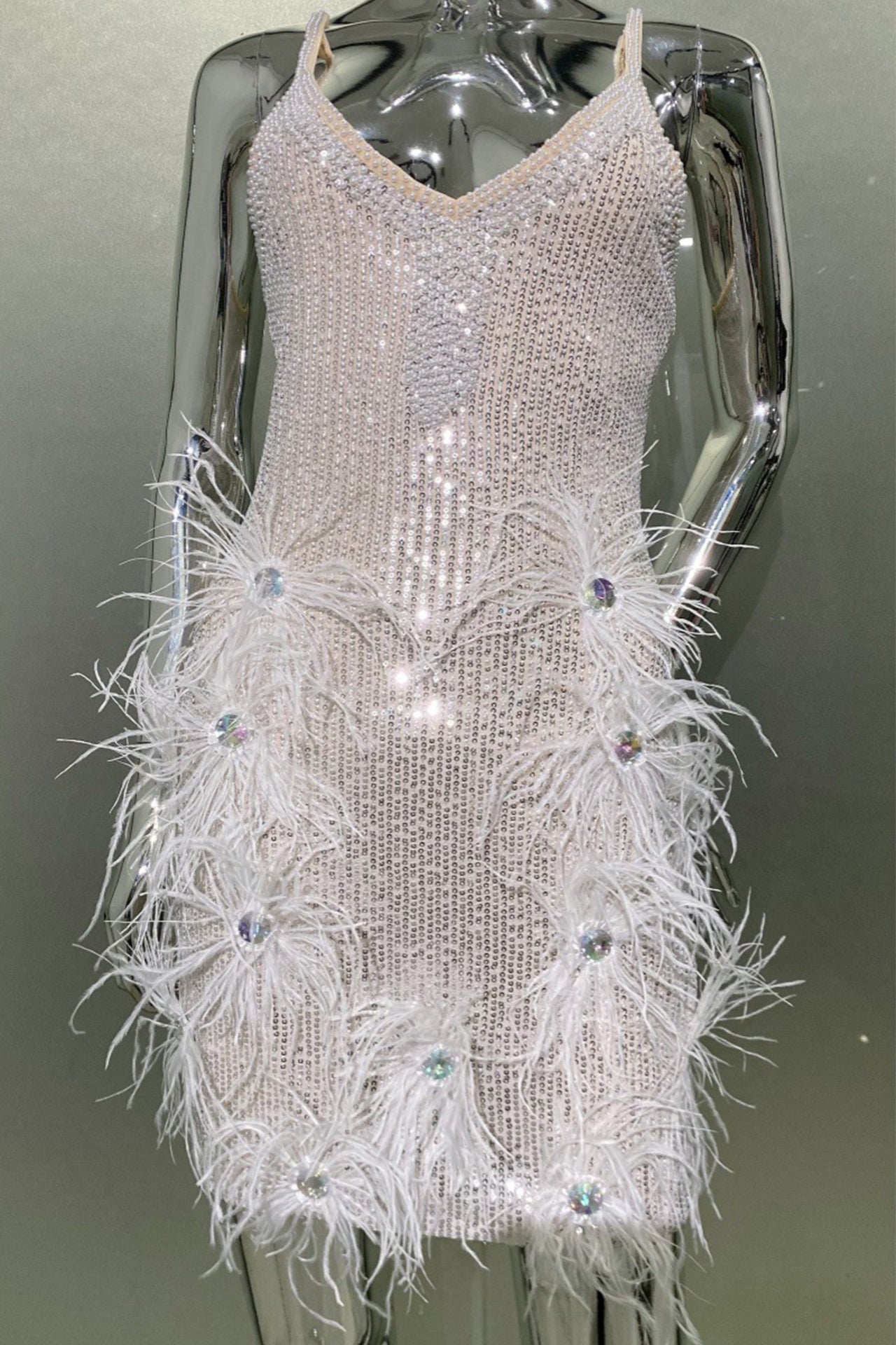 Esme Strap Feather Mini Dress