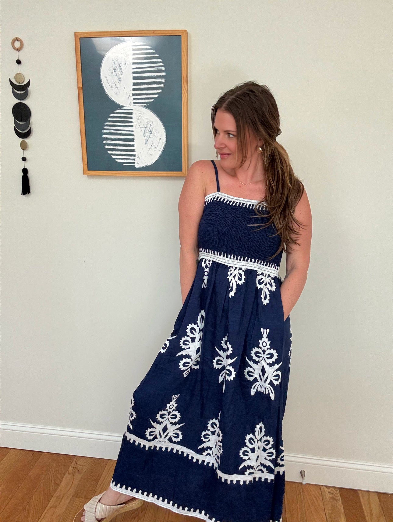 Spaghetti Strap Ruffled Floral Bohemian Maxi Dress With Pockets(Buy 2 Free Shipping)