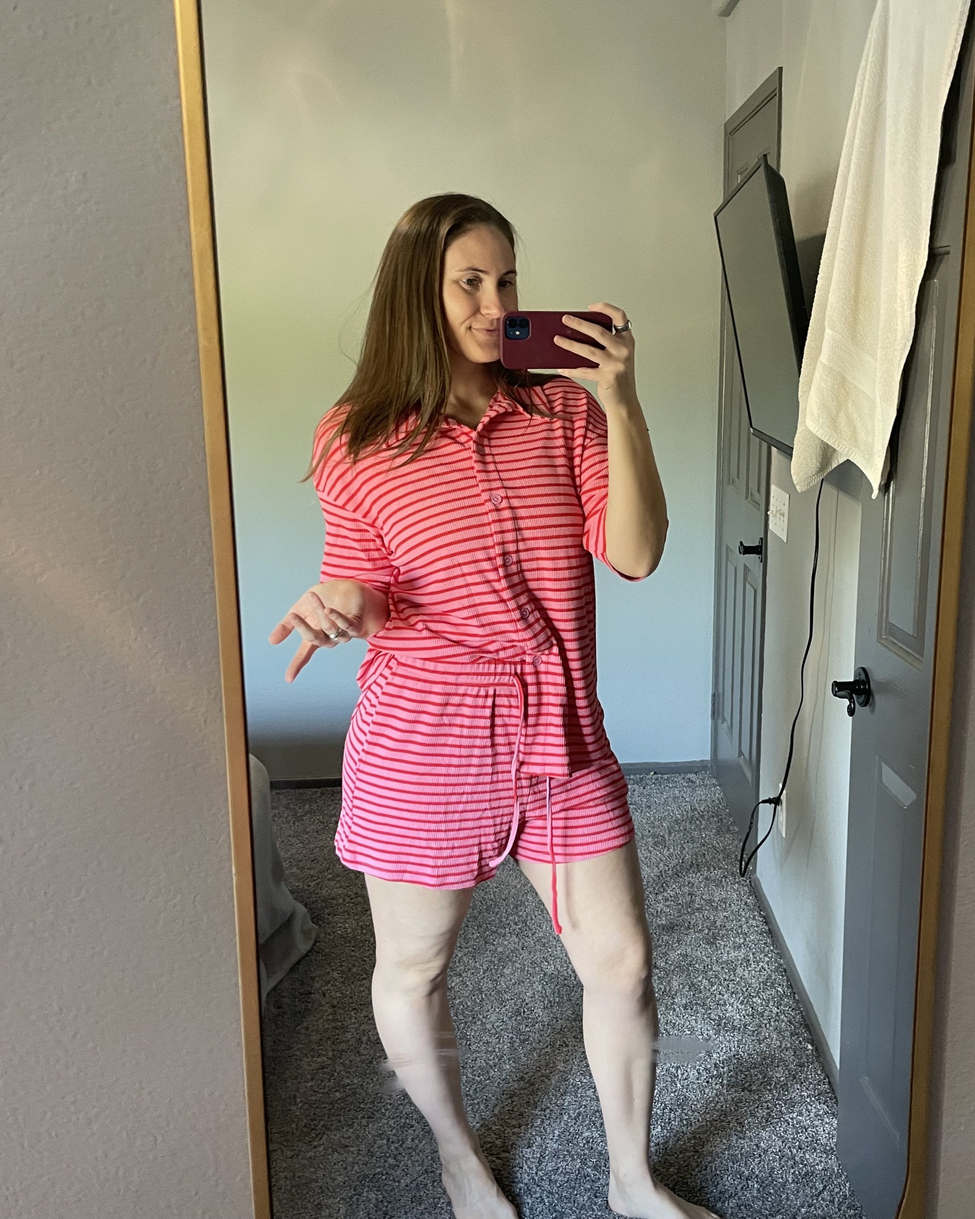 Casual Knitted Striped Short Sleeve Pajama Set (Buy 2 Free Shipping)