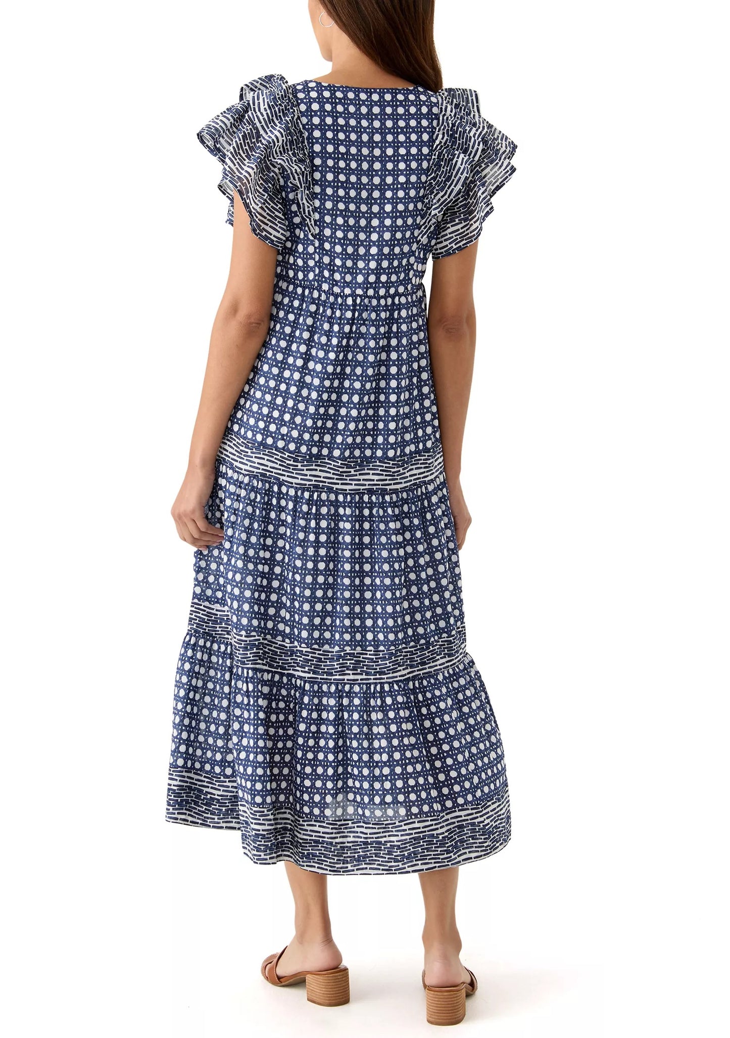 🌷PinkLaura 2025 Women's Slit Neck Printed Ruffle Dress (Buy 2 Free Shipping)