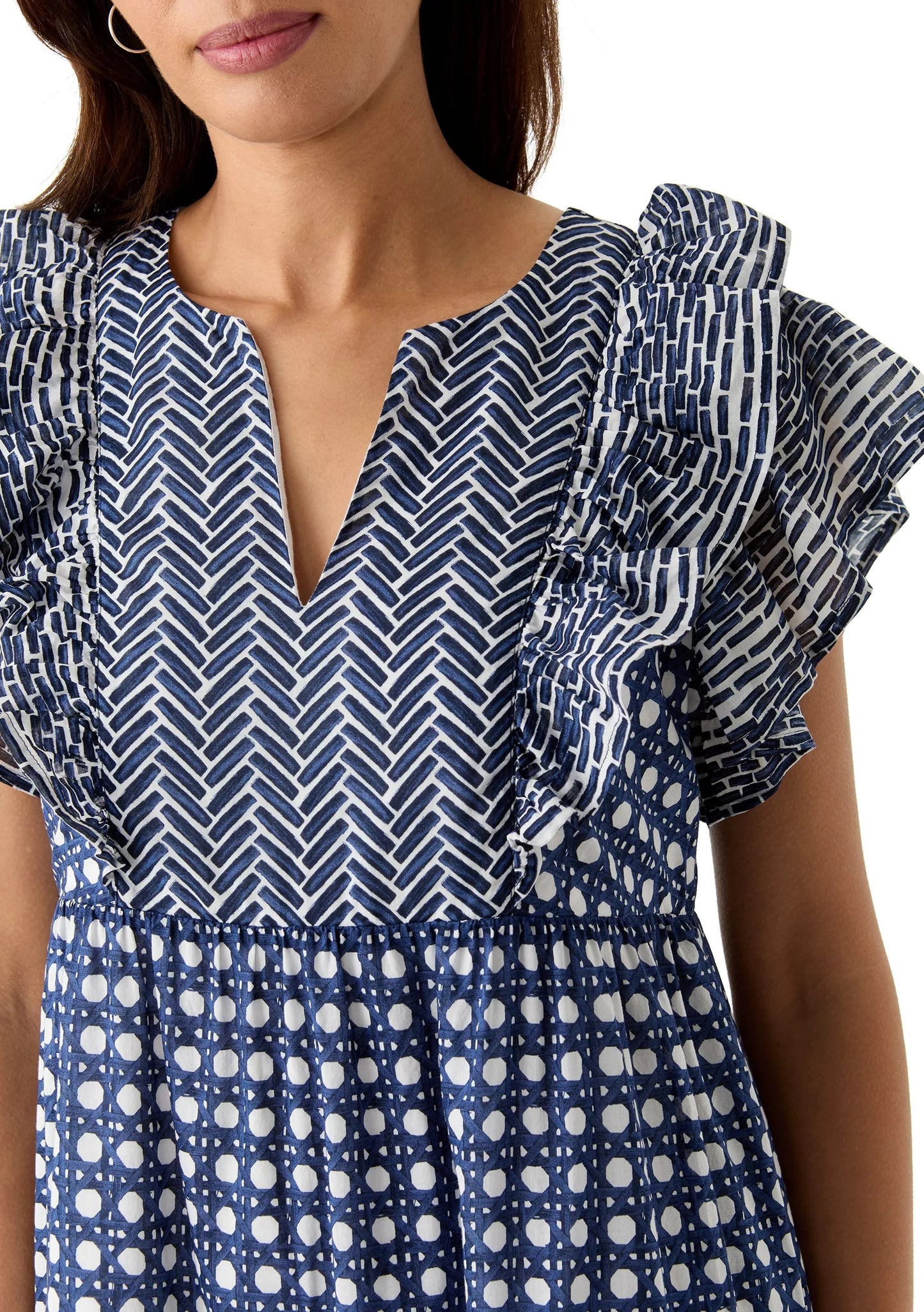 🌷PinkLaura 2025 Women's Slit Neck Printed Ruffle Dress (Buy 2 Free Shipping)