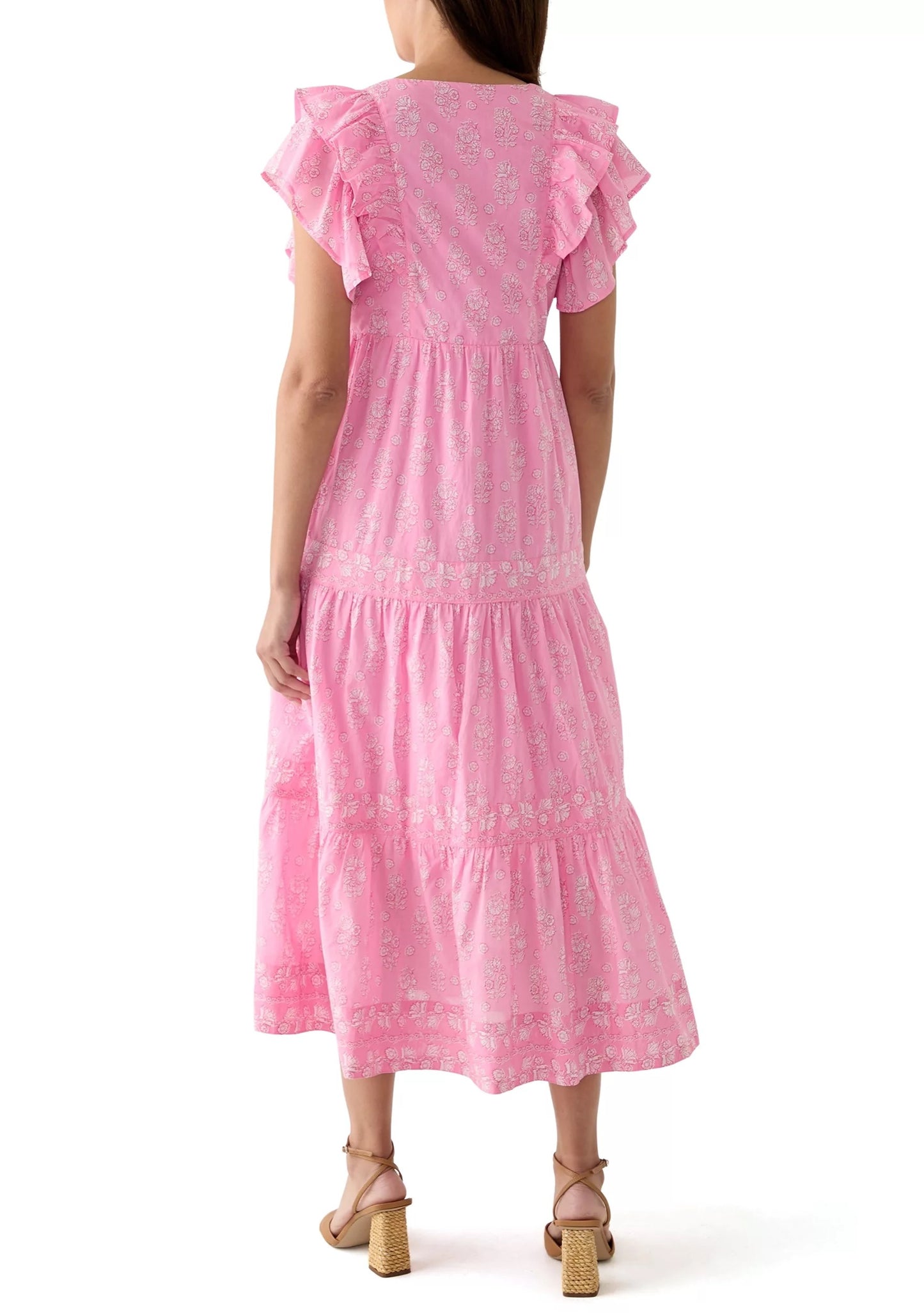 🌷PinkLaura 2025 Women's Slit Neck Printed Ruffle Dress (Buy 2 Free Shipping)