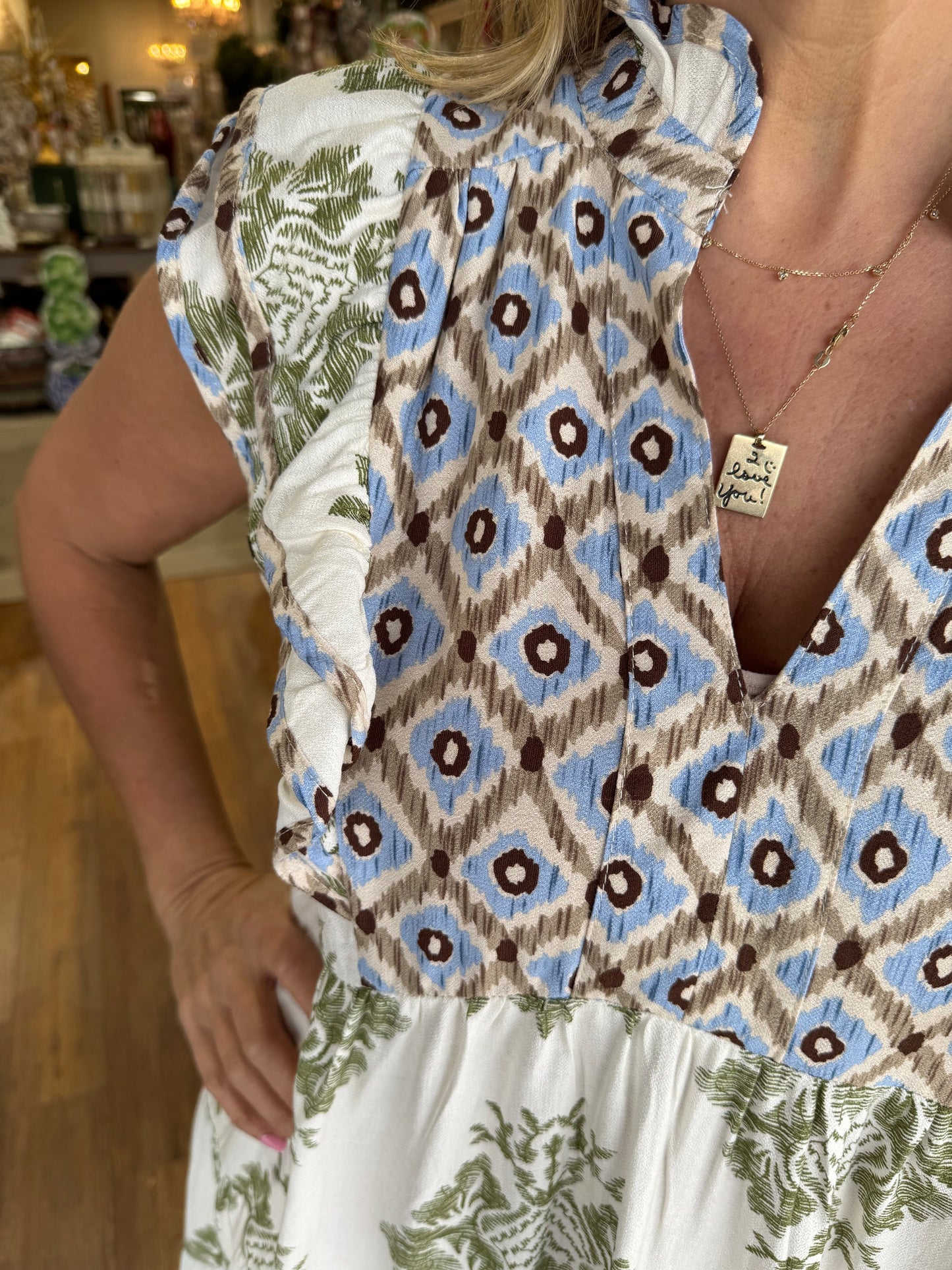 Casual Printed Ruffle Sleeve Dress (Buy 2 Free Shipping)