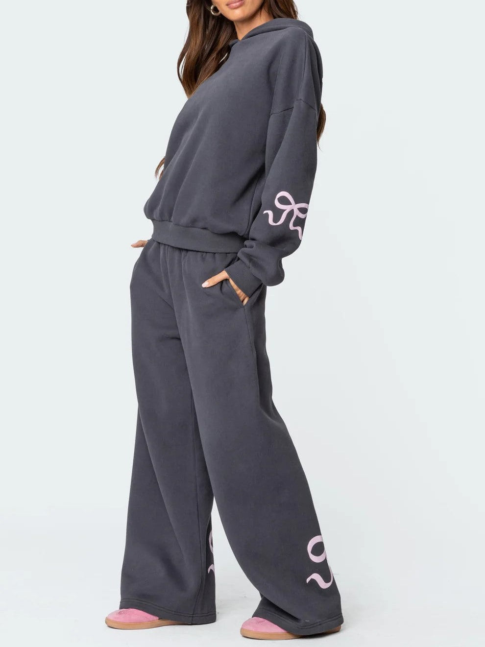 2025 Spring Women's Casual Bow Print Hoodie and Sweatpants 2-Piece Set🎀(Buy 2 Free Shipping)