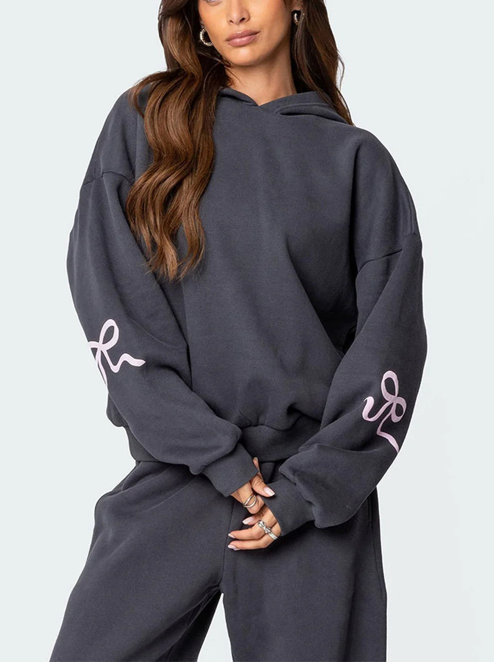 2025 Spring Women's Casual Bow Print Hoodie and Sweatpants 2-Piece Set🎀(Buy 2 Free Shipping)