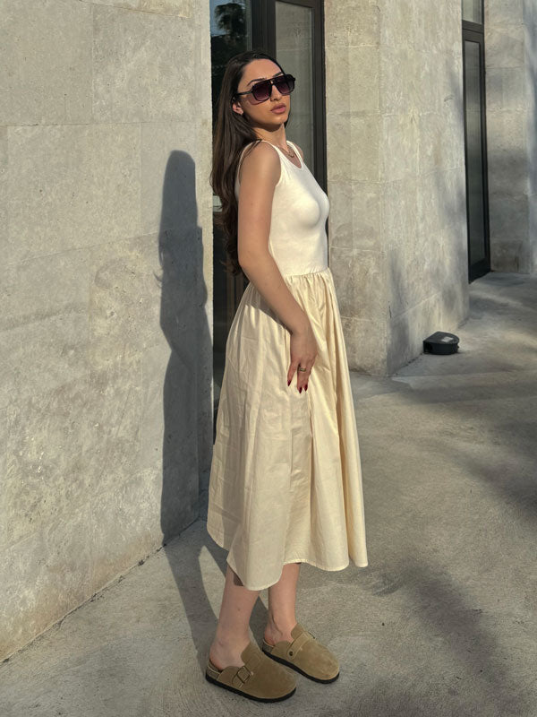 Solid Patchwork Swing Tank Maxi Dress