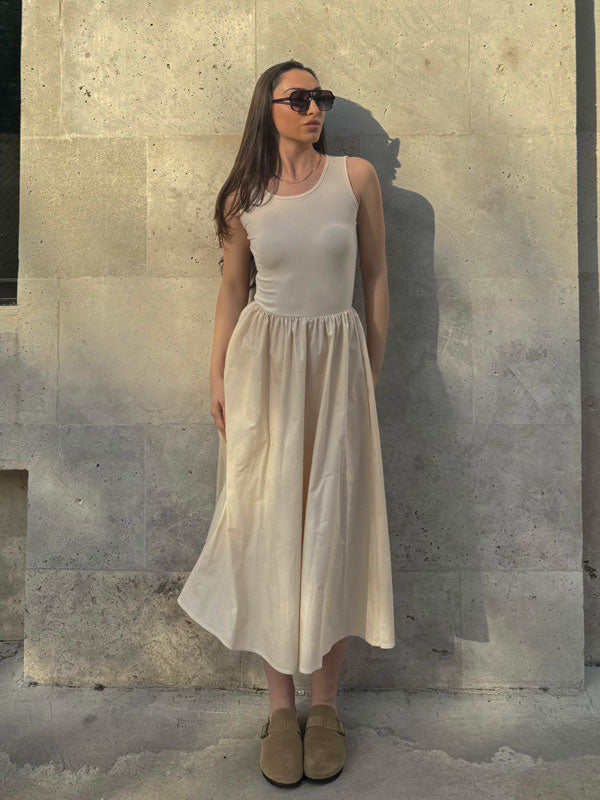 Solid Patchwork Swing Tank Maxi Dress